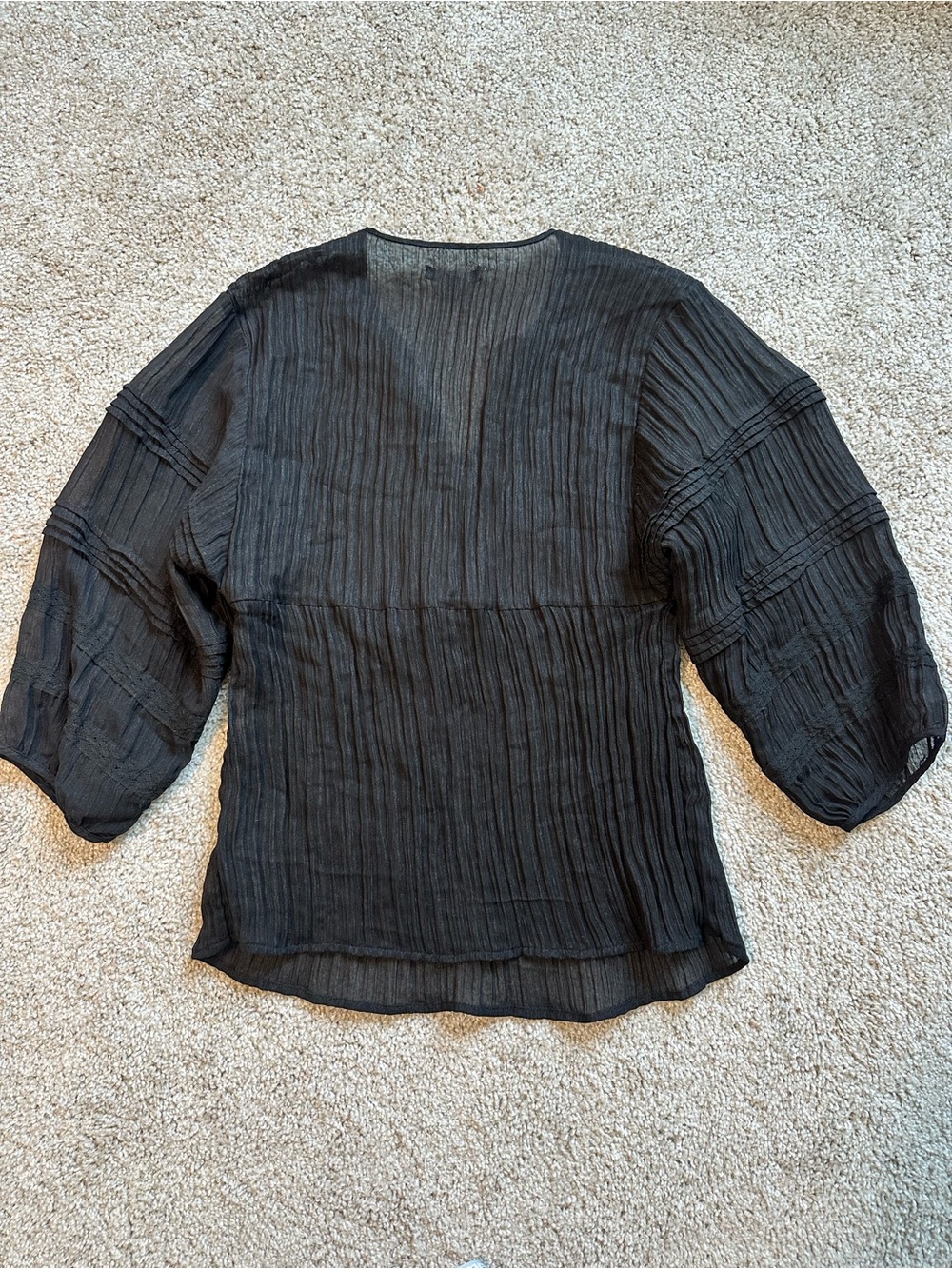 Rafaella Black Crinkle Peasant Blouse - Picture 6 of 6